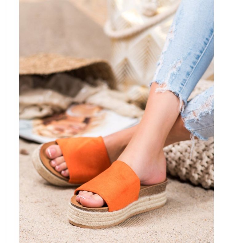 Renda Suede Slippers On The Platform orange 1