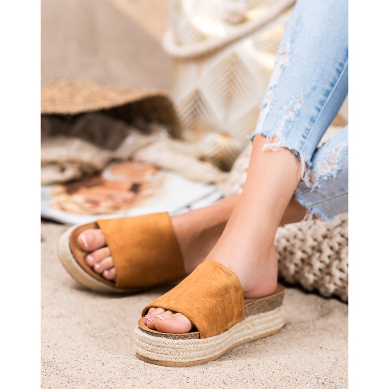 Renda Suede Slippers On The Platform brown 1