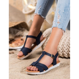 SHELOVET Navy Blue Textile Sandals 1