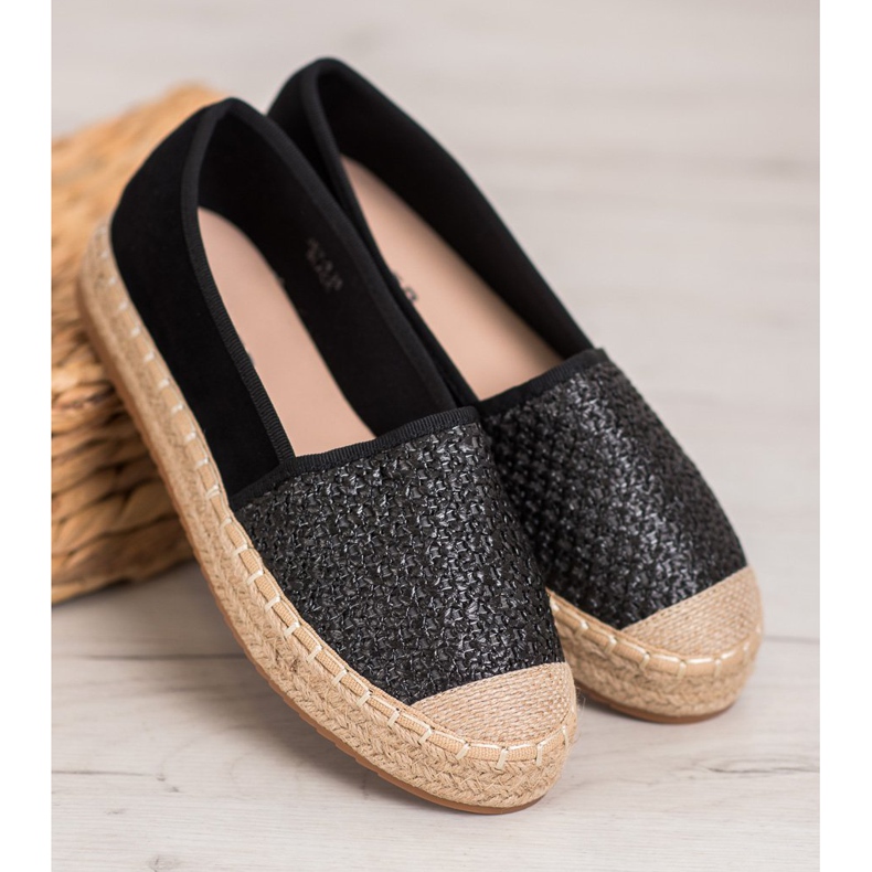 SHELOVET Braided Espadrilles black multicolored 2
