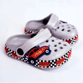 Giolan Children's Foam Slippers Kroks Gray Road Racing red orange grey 1