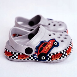 Giolan Children's Foam Slippers Kroks Gray Road Racing red orange grey 2