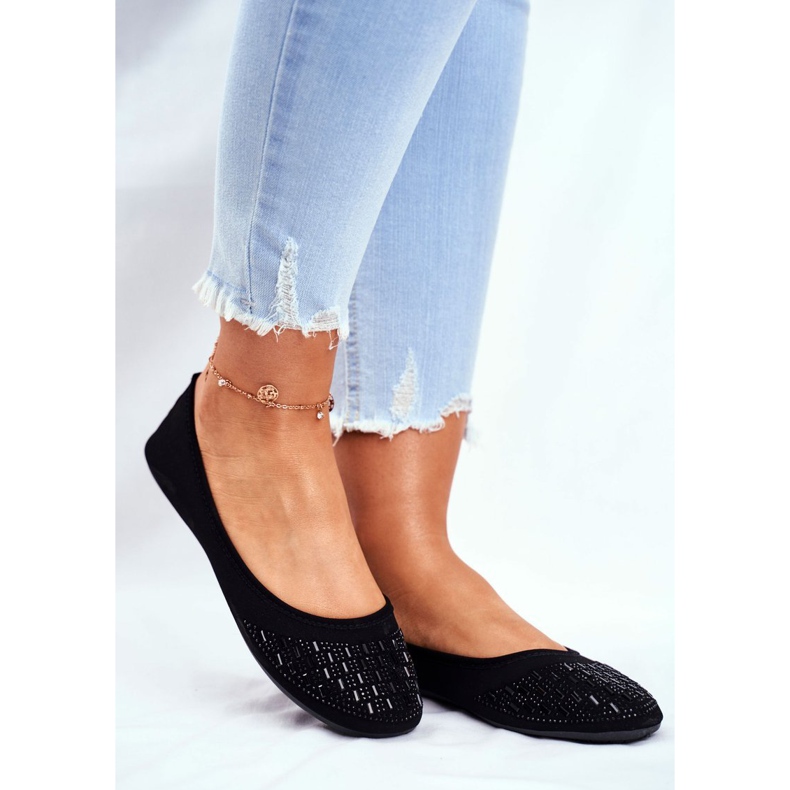 Le Scarpe Women's black ballerinas with Amantero cubic zirconia 1