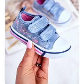 PL1 Children's Sneakers Blue Junalo Velcro pink 2