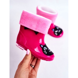 Children's Rubber Rain Boots Pink Cat black 2 Children's Rubber Rain Boots Pink Cat black 2