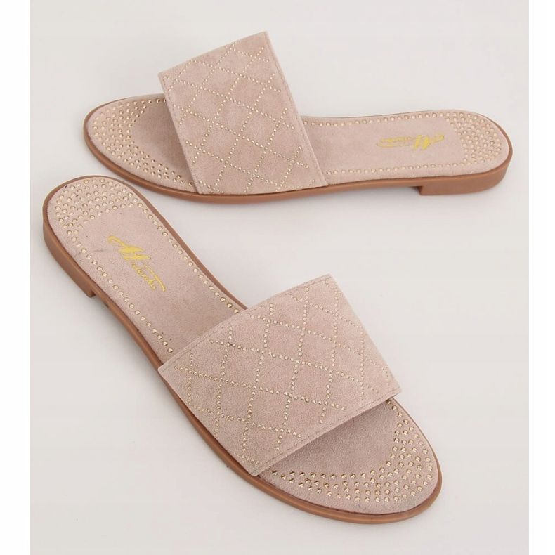 Women's beige slippers Q-85 Apricot 1