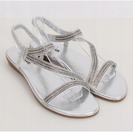 KM-33 Silver asymmetrical silver sandals grey 1