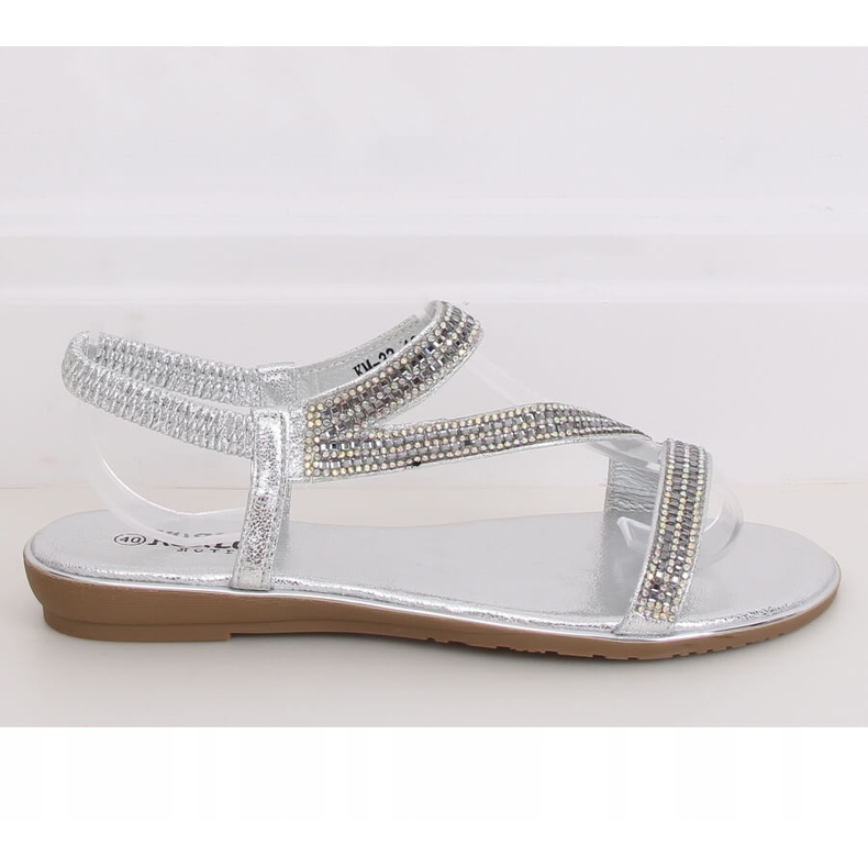 KM-33 Silver asymmetrical silver sandals grey 2
