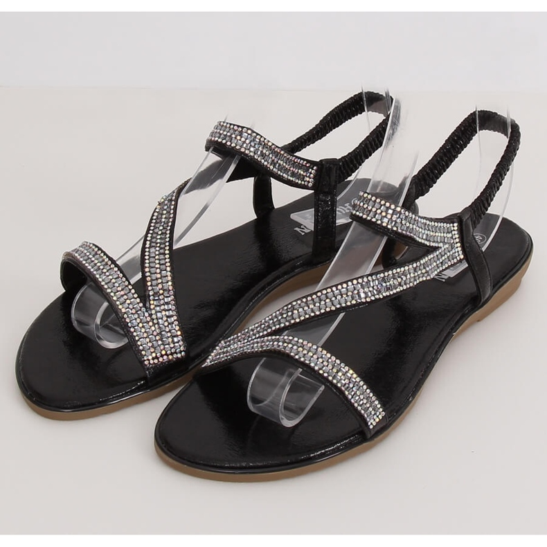 KM-33 Black asymmetrical black sandals 1