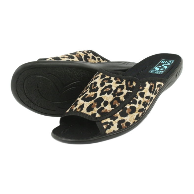 Adanex 13794 leopard women's slippers beige brown black 3