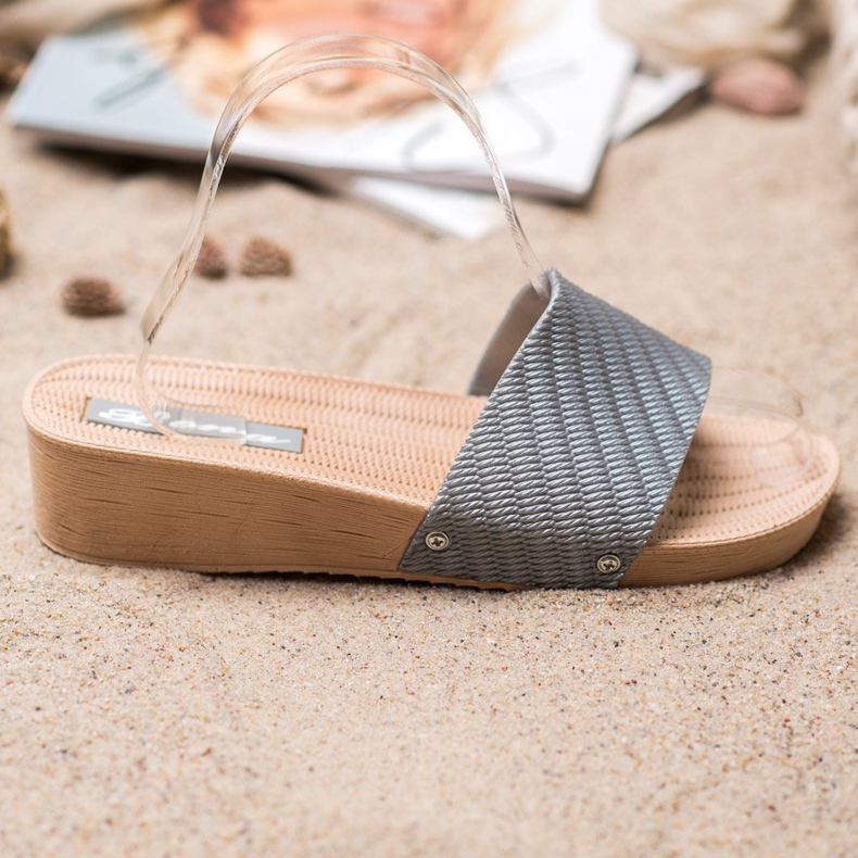 Bona Stylish wedge slippers grey 2