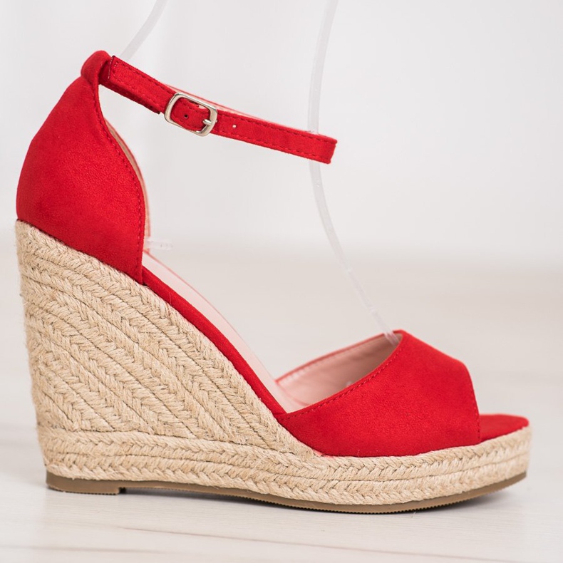 SHELOVET Red Espadrilles On The Wedge 2