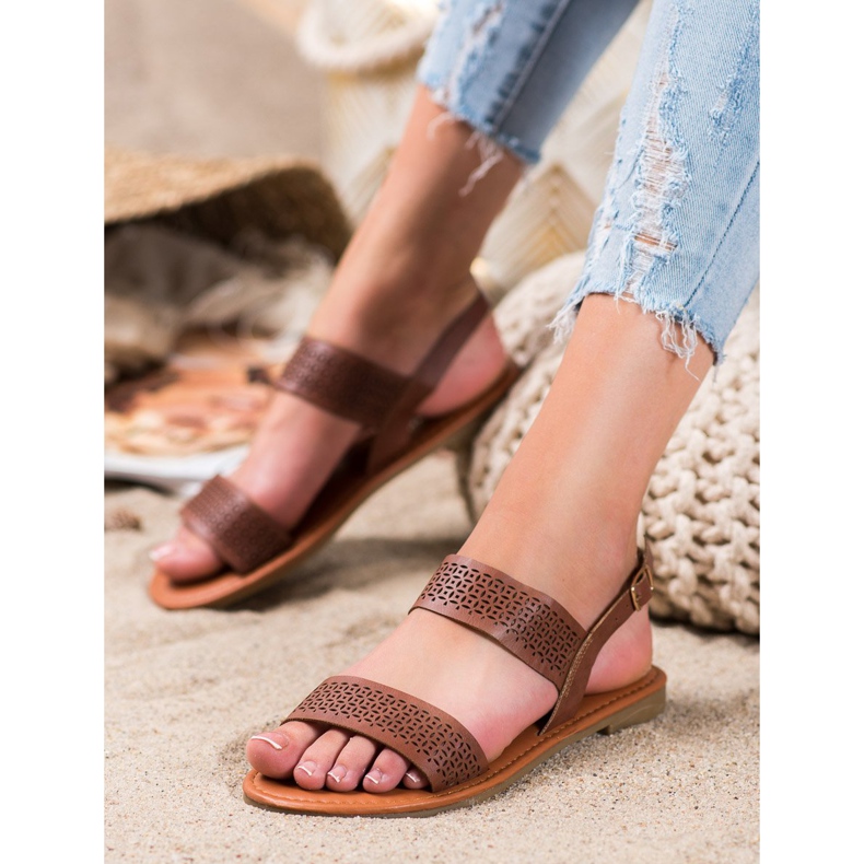 Mannika Openwork Sandals brown 1