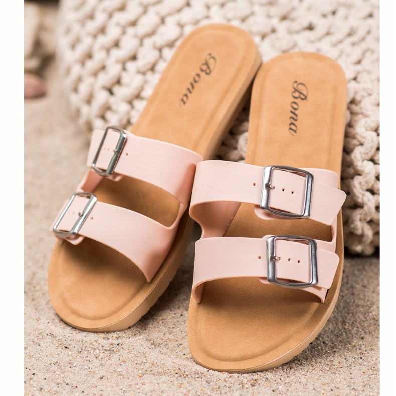 Bona Classic Slippers With Buckle pink 1