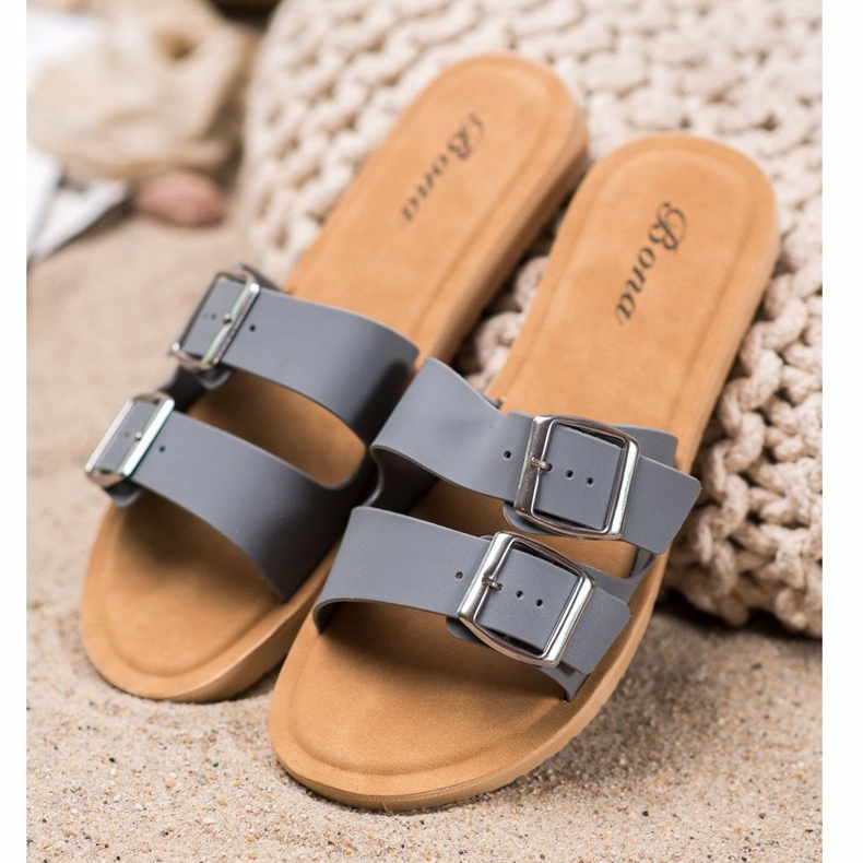 Bona Classic Slippers With Buckle grey 1