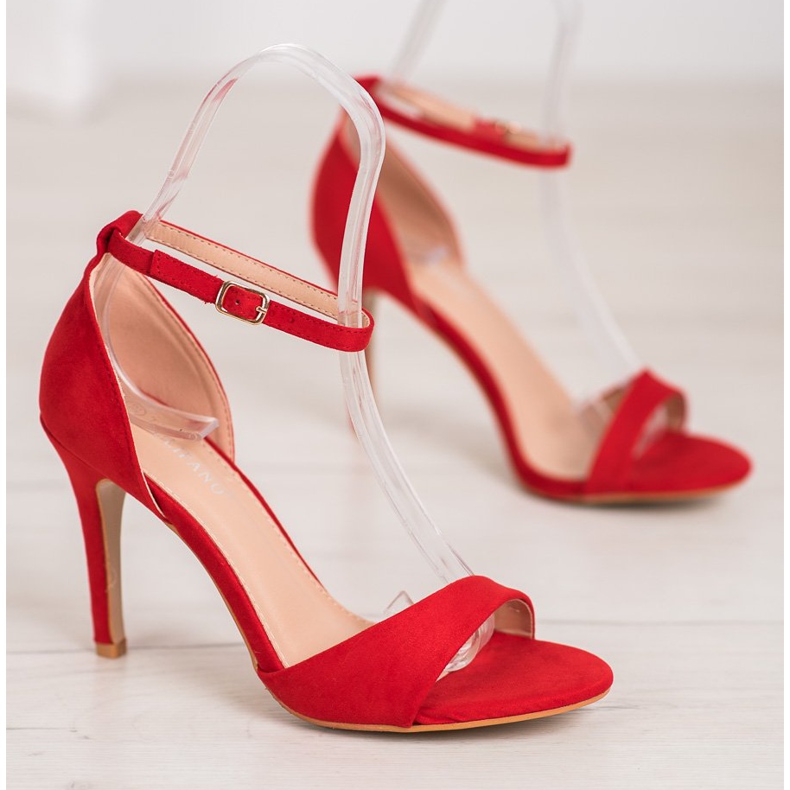 SHELOVET Classic Suede Heels red 1