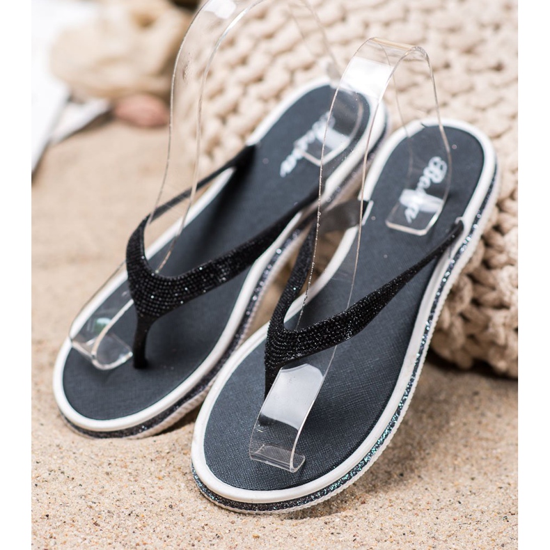 Bona Flip Flops With Glitter black 2