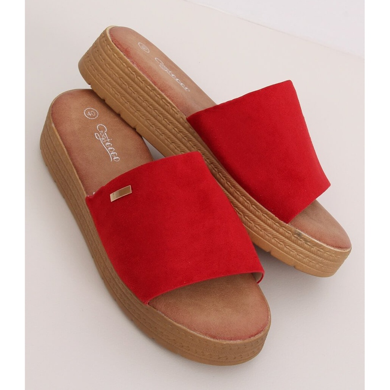 Red Women's red slippers G-576 Red 1