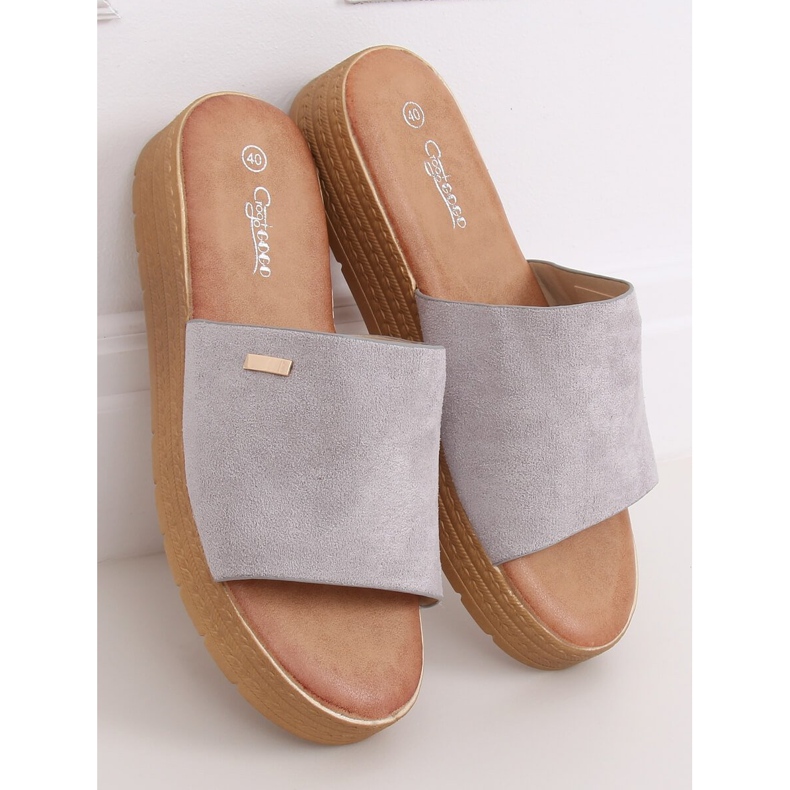 Gray Women's gray slippers G-576 Gray grey 1