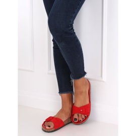 Red G-5026 Red cork sole slippers 1