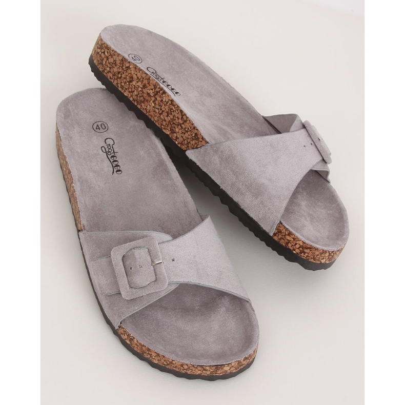 Gray G-5026 Gray cork sole slippers grey 1