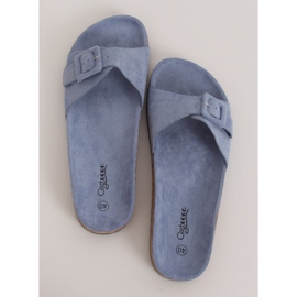 Blue G-5026 Blue cork sole slippers 1