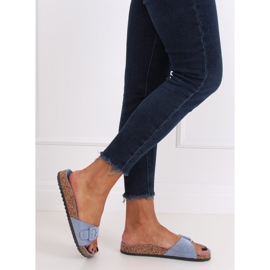 Blue G-5026 Blue cork sole slippers 2