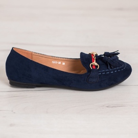 SHELOVET Navy blue loafers with fringes 2