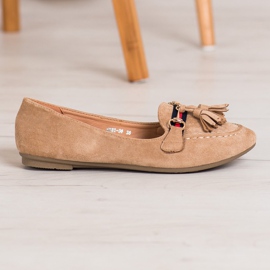 SHELOVET Beige Loafers With Fringes 1