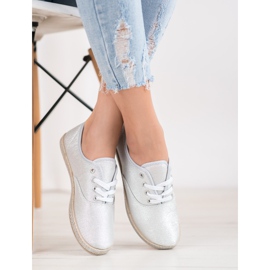 SHELOVET Silver Sneakers With Glitter grey 2