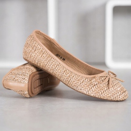 SHELOVET Braided Ballerina With A Bow beige 1