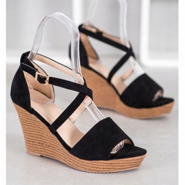 Small Swan Black suede wedges 1