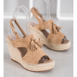 Small Swan Built-up Sandals With Fringes brown 1