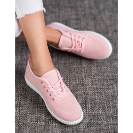 SHELOVET Tied Openwork Sneakers pink 1