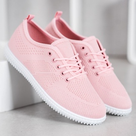 SHELOVET Tied Openwork Sneakers pink 2