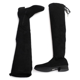 High Suede Boots Lycra 3037 Black white 1