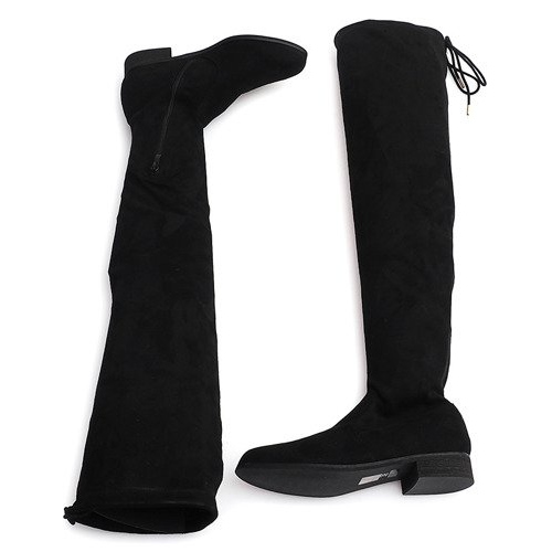 High Suede Boots Lycra 3037 Black white 1