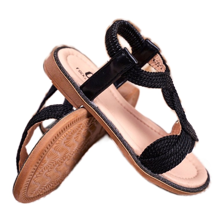 FRROCK Children's Black Lamado Sandals 3