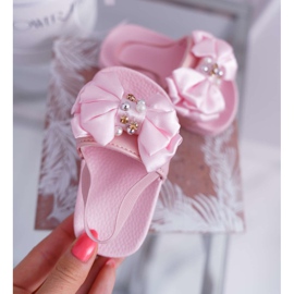 FRROCK Children's Girl's Slides Bow Pearl Pink Senari yellow 2
