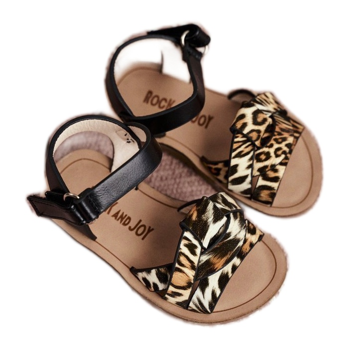 FRROCK Children's Sandals With Velcro Panterka Mimi brown black orange 3