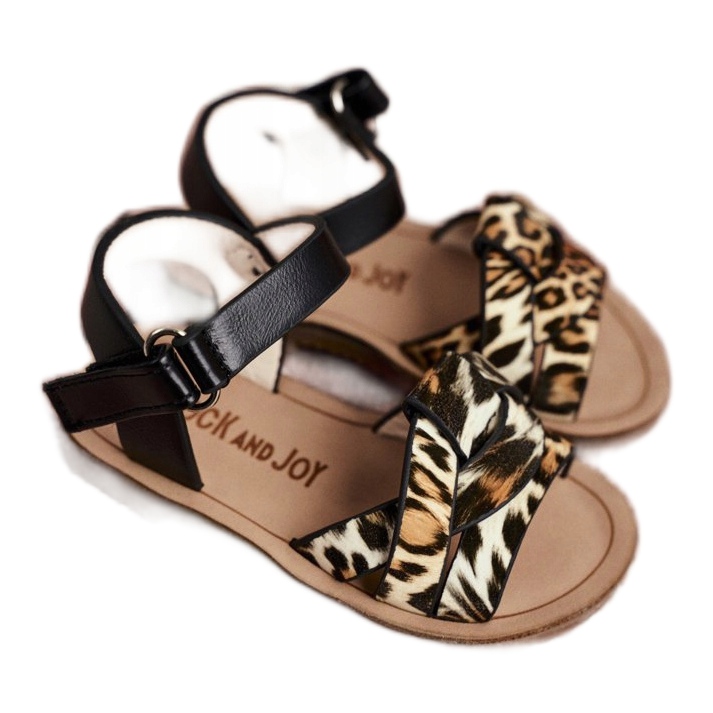 FRROCK Children's Sandals With Velcro Panterka Mimi brown black orange 2