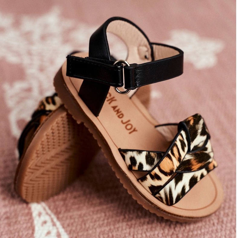 FRROCK Children's Sandals With Velcro Panterka Mimi brown black orange 4