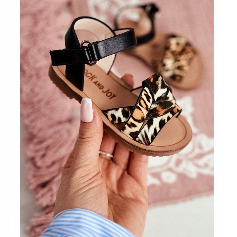 FRROCK Children's Sandals With Velcro Panterka Mimi brown black orange 1