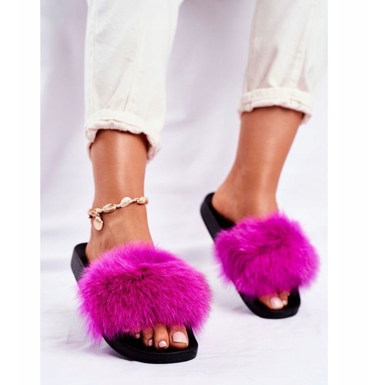 PS1 Women's slippers with fur Belmondo fuchsia pink 2