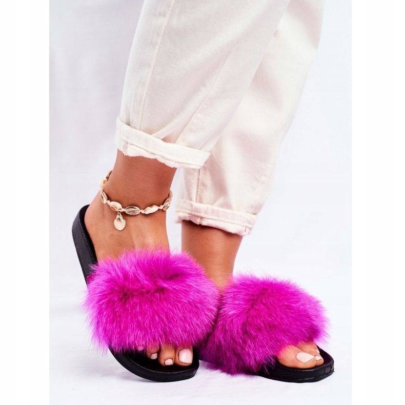 PS1 Women's slippers with fur Belmondo fuchsia pink 1