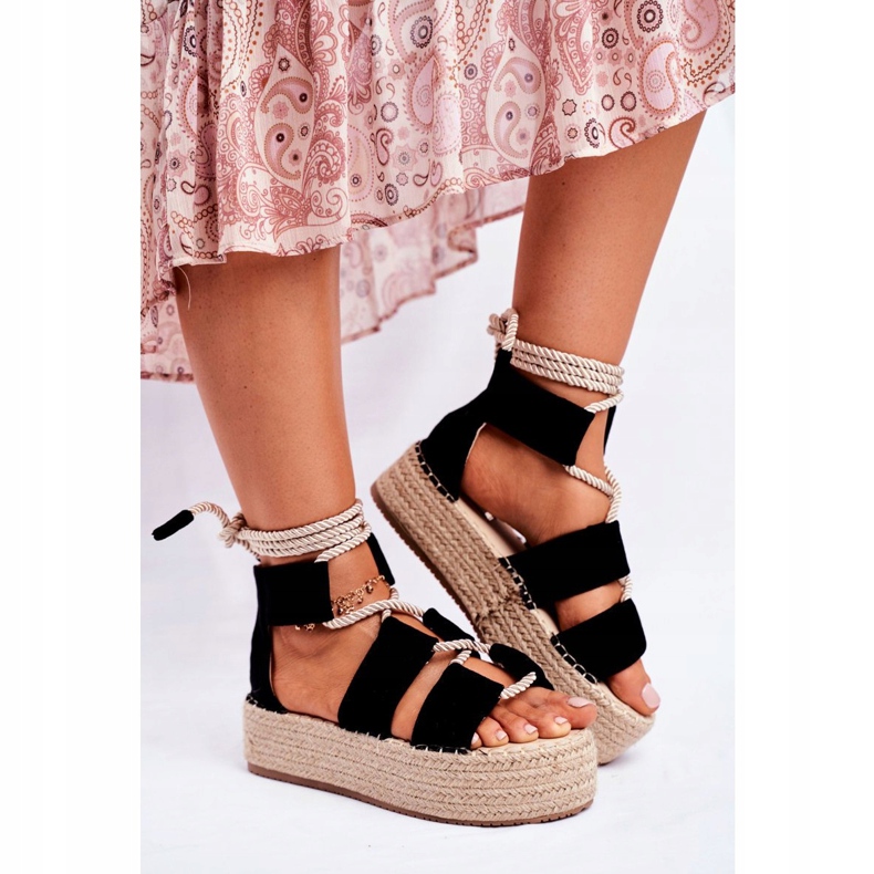 PS1 Women's Espadrilles On The Black India Linen Platform 2