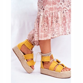 PS1 Women's Espadrilles On Yellow India Linen Platform 2