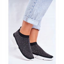 PS1 Women's Sport Slip-On Shoes Black with Cubic Zirconia Milodin 1