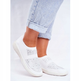 PS1 Women's Sport Slip-On Shoes White with Sidonim Cubic Zirconia 1