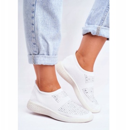 PS1 Women's Sport Slip-On Shoes White with Sidonim Cubic Zirconia 2